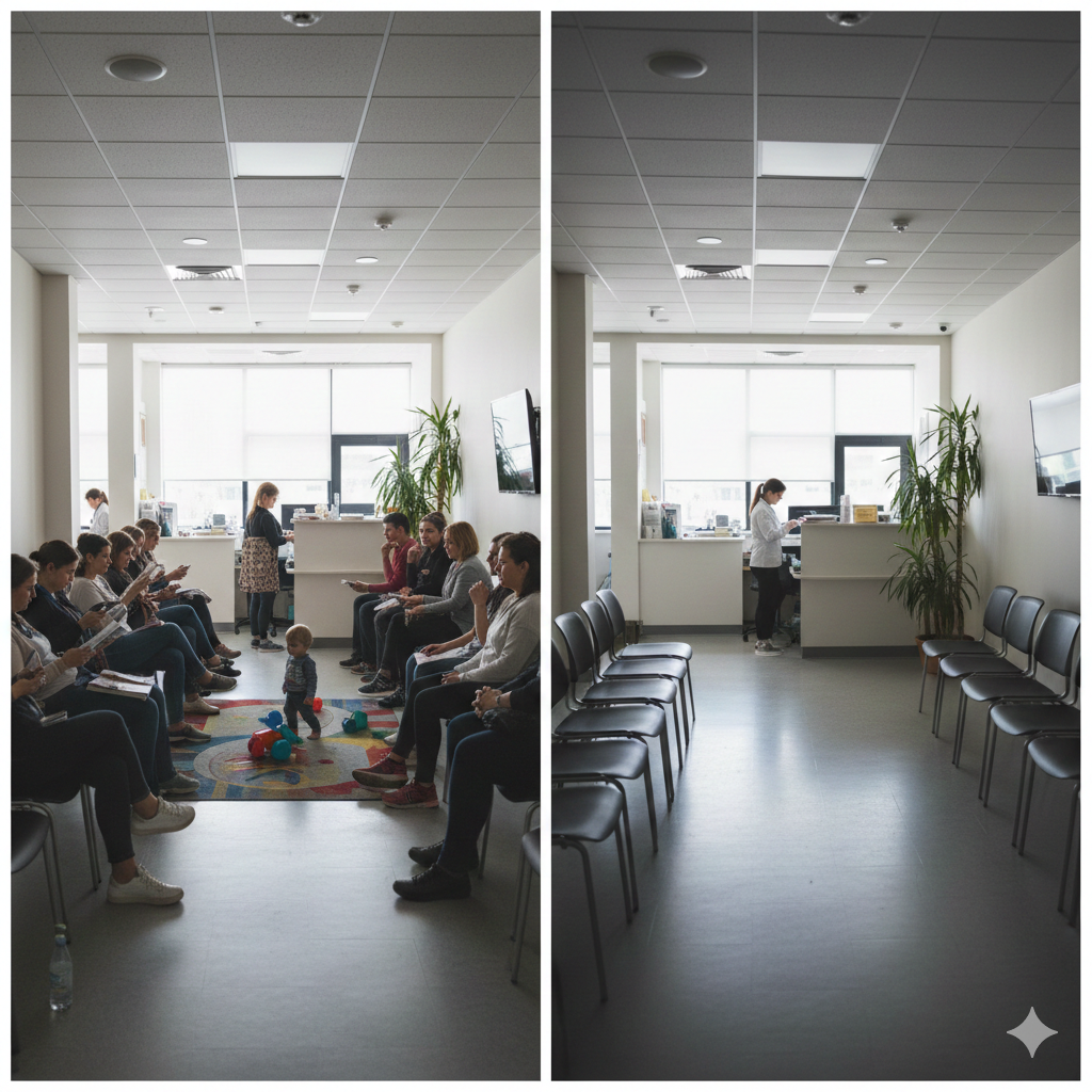 Sala de espera vazia - representando pacientes perdidos